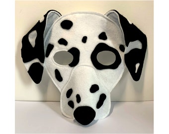 Dalmatian costume mask, book day costume, 101 Dalmatians dog, children's or adults size, birthday puppy gift, cosplay, theatre costume