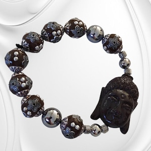 Pulsera hecha a mano de armonía espiritual con Buda / Pulsera hecha a mano de cuentas con Buda