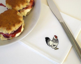 Embroidered Chicken Cocktail Napkins - Set of Four