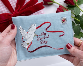 Valentine's Personalised Embroidered Keepsake Envelope