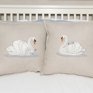 Embroidered Swan Cushions