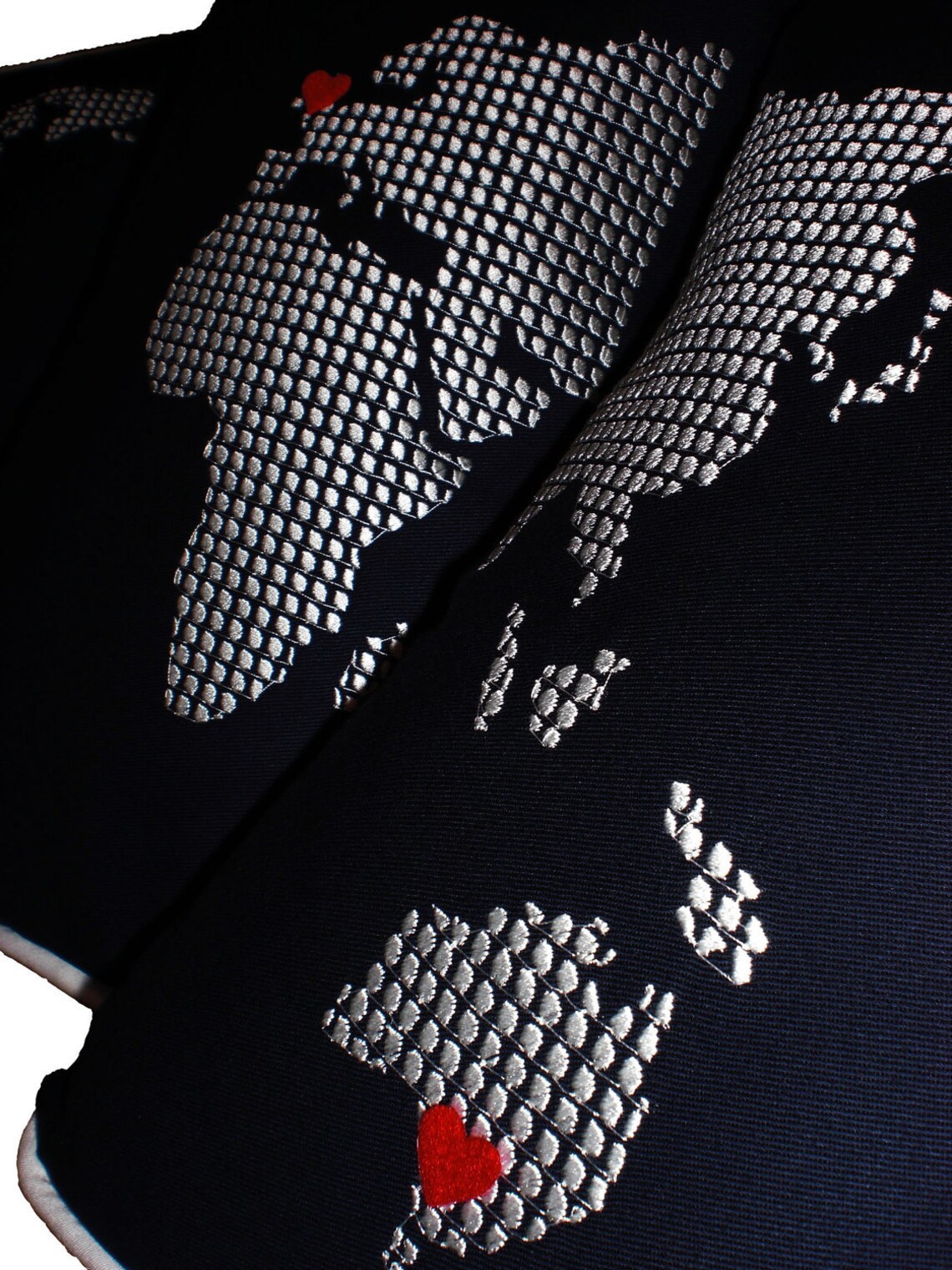 PERSONALISED 'long Distance Love' World Map Set of Three Navy Cushions ...