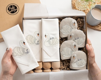 Luxury Embroidered Swan Tableware Gift Set