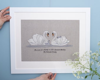 Personalised Embroidered Swan Artwork