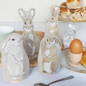 Copriletto a forma di uovo di coniglio ricamato - regalo di Pasqua in lino