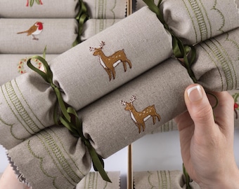 SECOND - Dark Linen Woodland Reusable Christmas Crackers