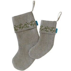 Stone Embroidered Mistletoe Christmas Stocking