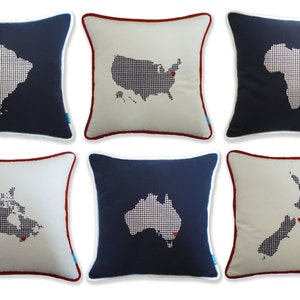 Cojines personalizados con países bordados