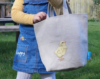 Embroidered Little Chick Easter Egg Hunting Bag