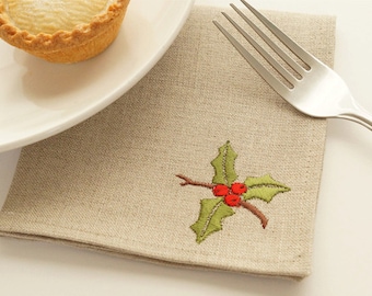 Embroidered Woodland Cocktail Napkins -Set of Four