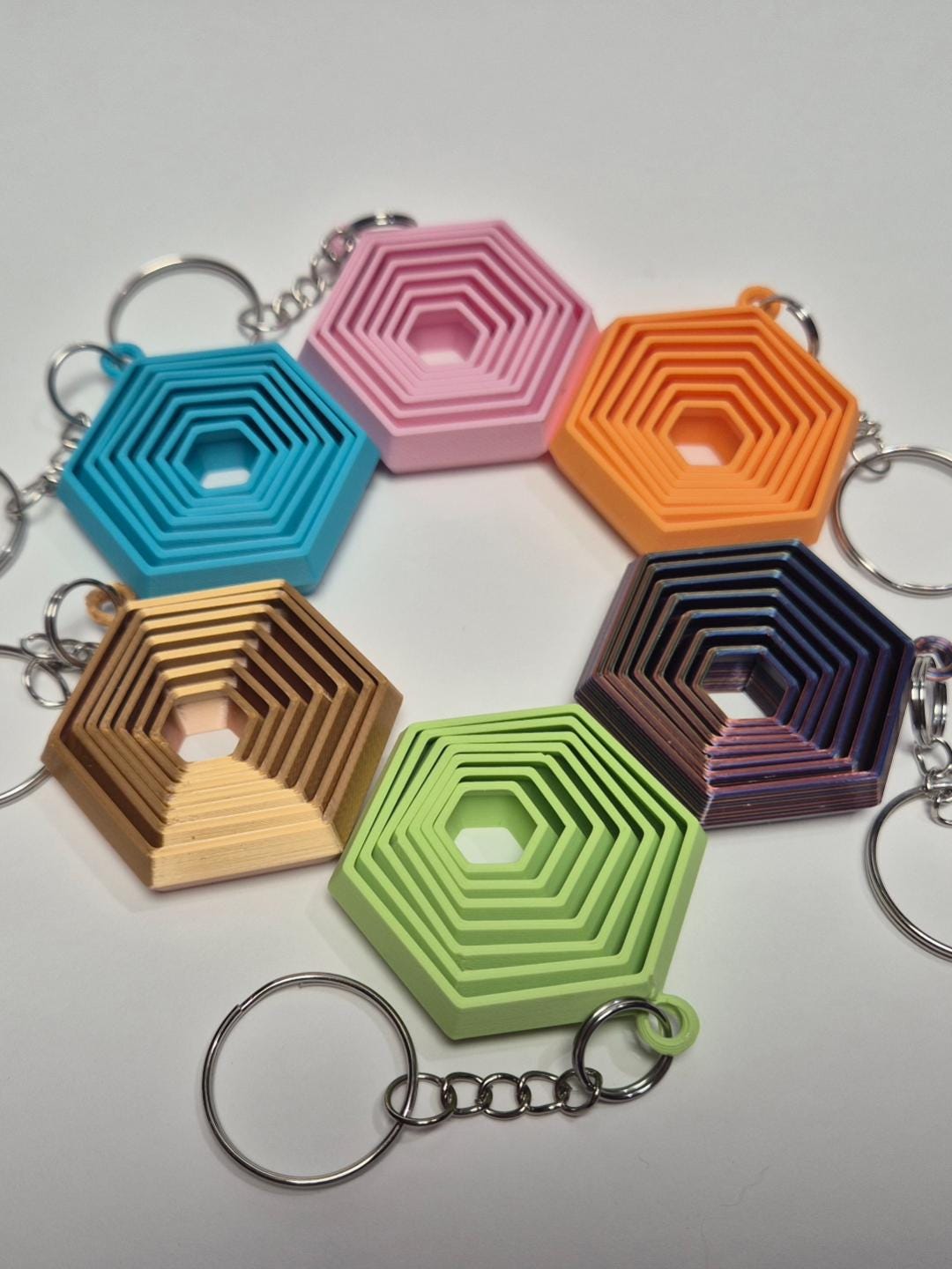 Hexagon Fidget Key Chains - Etsy