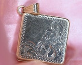 Vintage 9ct Gold Swirl Picture Locket, Engraved Oval Family Keepsake Locket, Small Solid Gold Keepsake, Thinking of You Gift