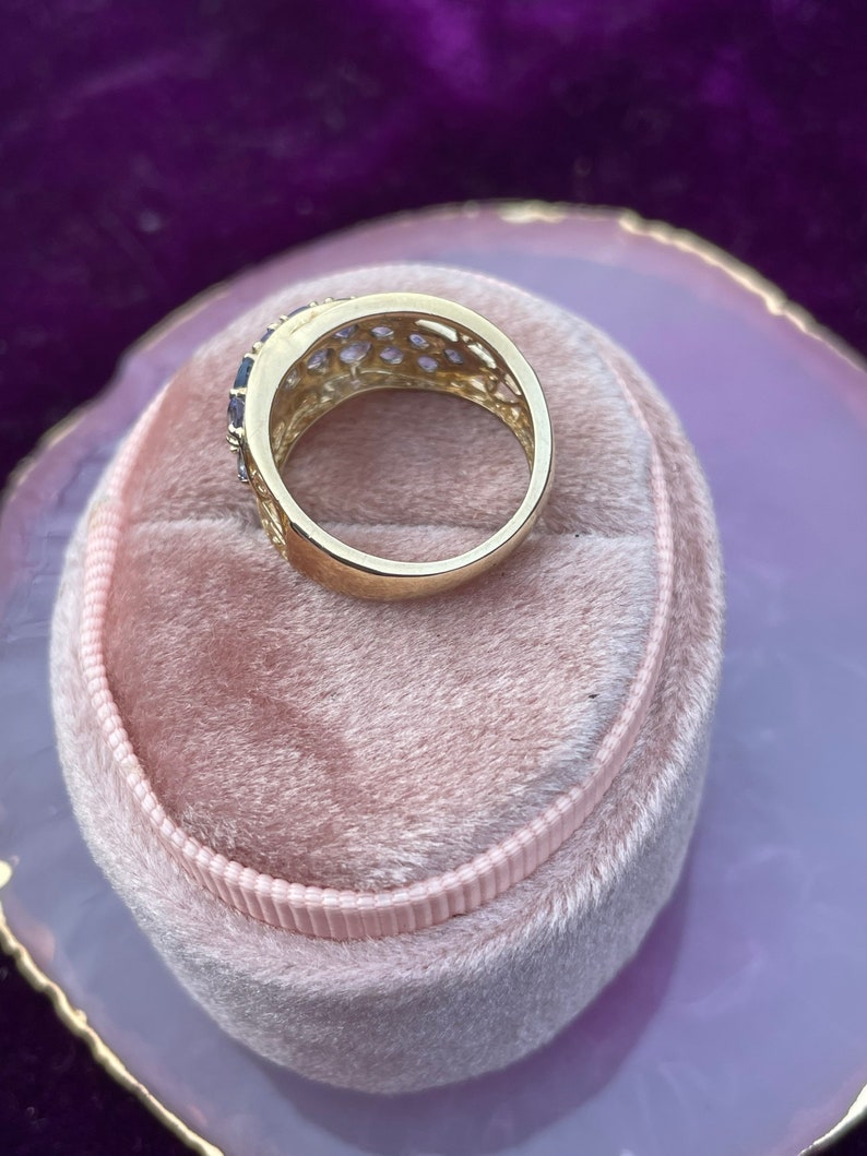 Vintage 9ct 9k Tanzanite Half Eternity Cluster Ring December Birthstone Anniversary Ring Alternative Engagement Ring