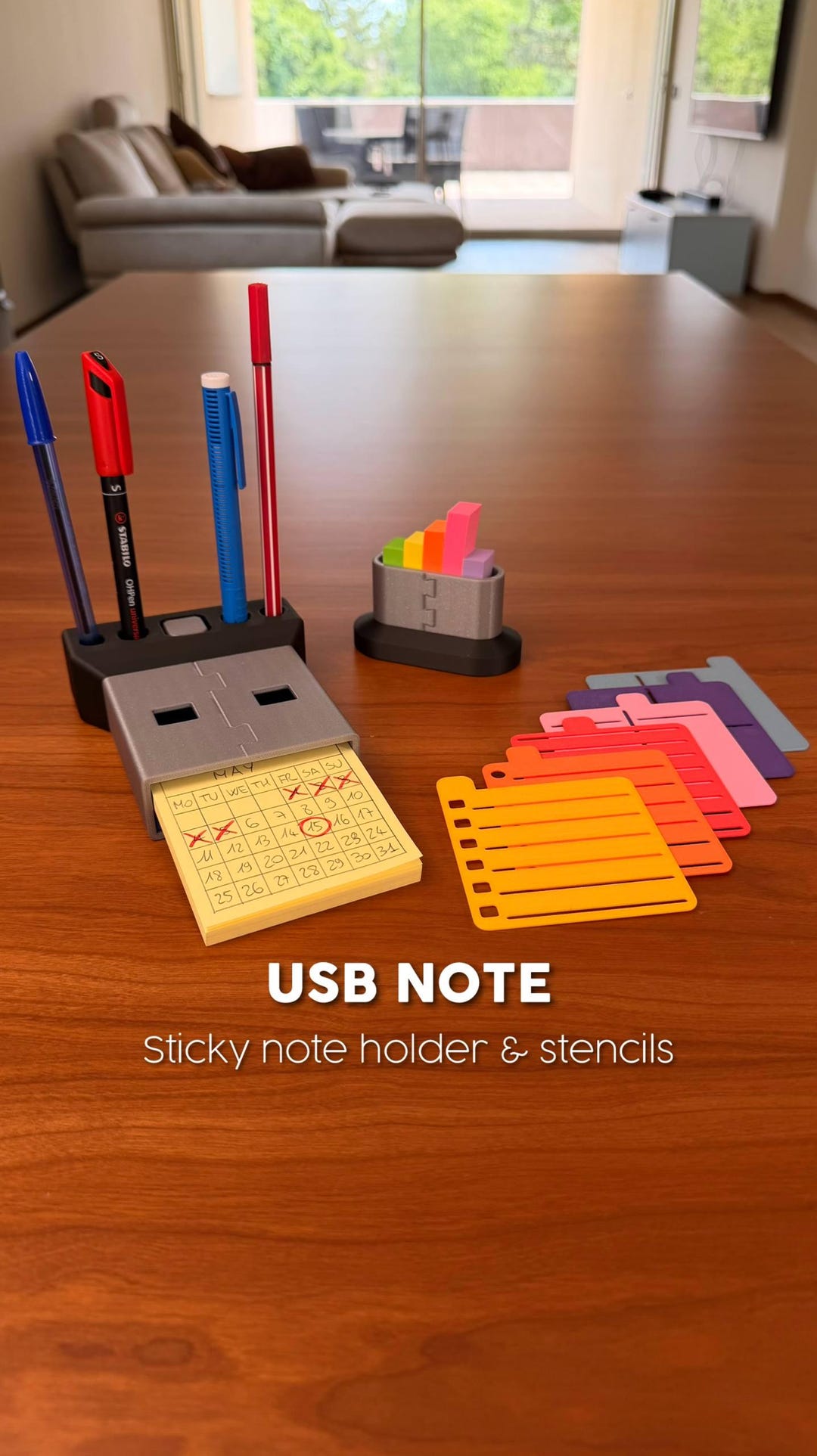 Sticky Note Secret 3D Printed USB Sticky Note Holder With Hidden Compartment & Stencils - Etsy