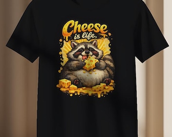 Cheese Is Life Raccoon Art | Funny Animal Illustration | Digital Download for T-Shirts, Posters & Wall Art