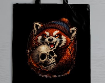 Dark Red Panda Skull Logo | Gothic Animal Digital Design | Beanie Panda Illustration for T-Shirts, Posters & Wall Art | Instant Download