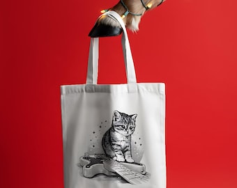 Rockstar Kitten Line Art – Black and White Cat Guitar Illustration, Printable Digital Download for T-Shirts, Posters & Wall Art