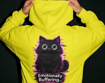 Emotionally Buffering Cat PNG Digital Download Funny Black Cat Meme Art Introvert Humor Gothic Aesthetic Wall Print 300 DPI