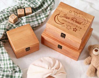 Personalized Wooden Baby Memory Box, Custom Engraved Keepsake Box for Newborn, Baby Shower Gift, New Mom Gift, Baptism Gift