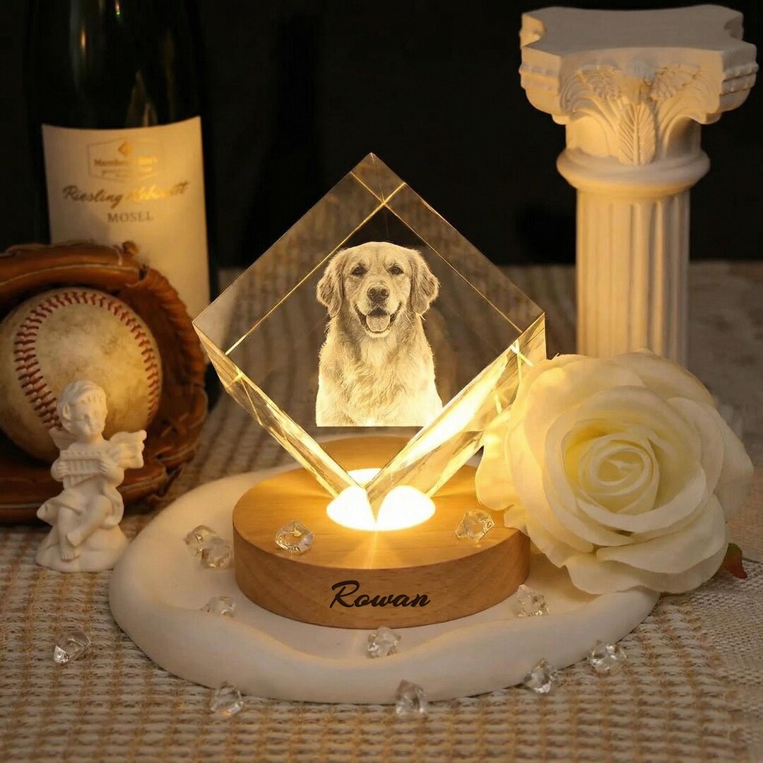 Personalized 3D Crystal Photo Portrait LED Light, Custom Engraved ...
