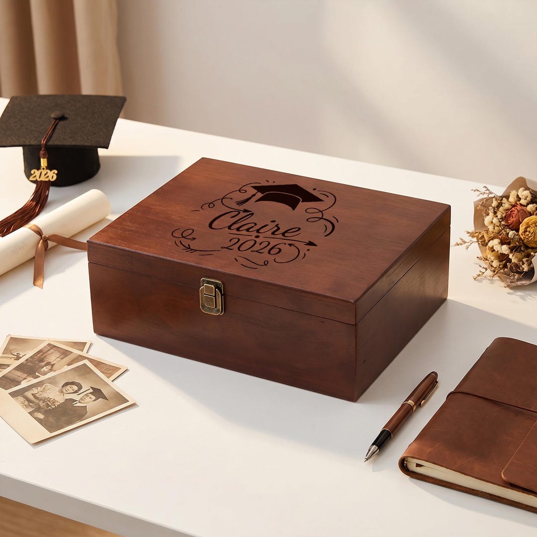 Personalized Graduation Wooden Box, Custom Memory Box Gift for Son ...