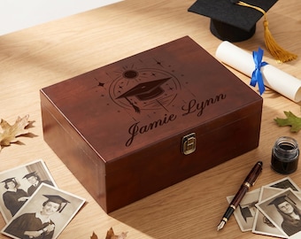 Engraved Graduation Memory Box, Personalized Wooden Keepsake Box, Gift for Him Her, Graduation Gift Ideas, Memory Box