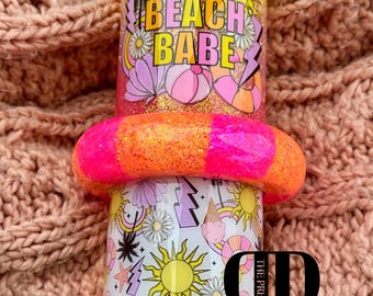 Beach Babe Glitzer Becher | 3D Floaty, handgemachte Epoxy (RTS)