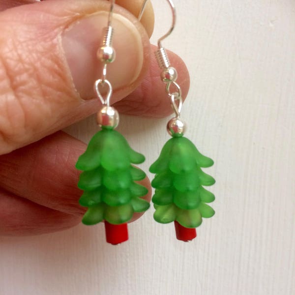 Christmas tree earrings, christmas earrings, festive earrings, xmas, stocking filler, fir tree, evergreen, present, mini christmas tree.