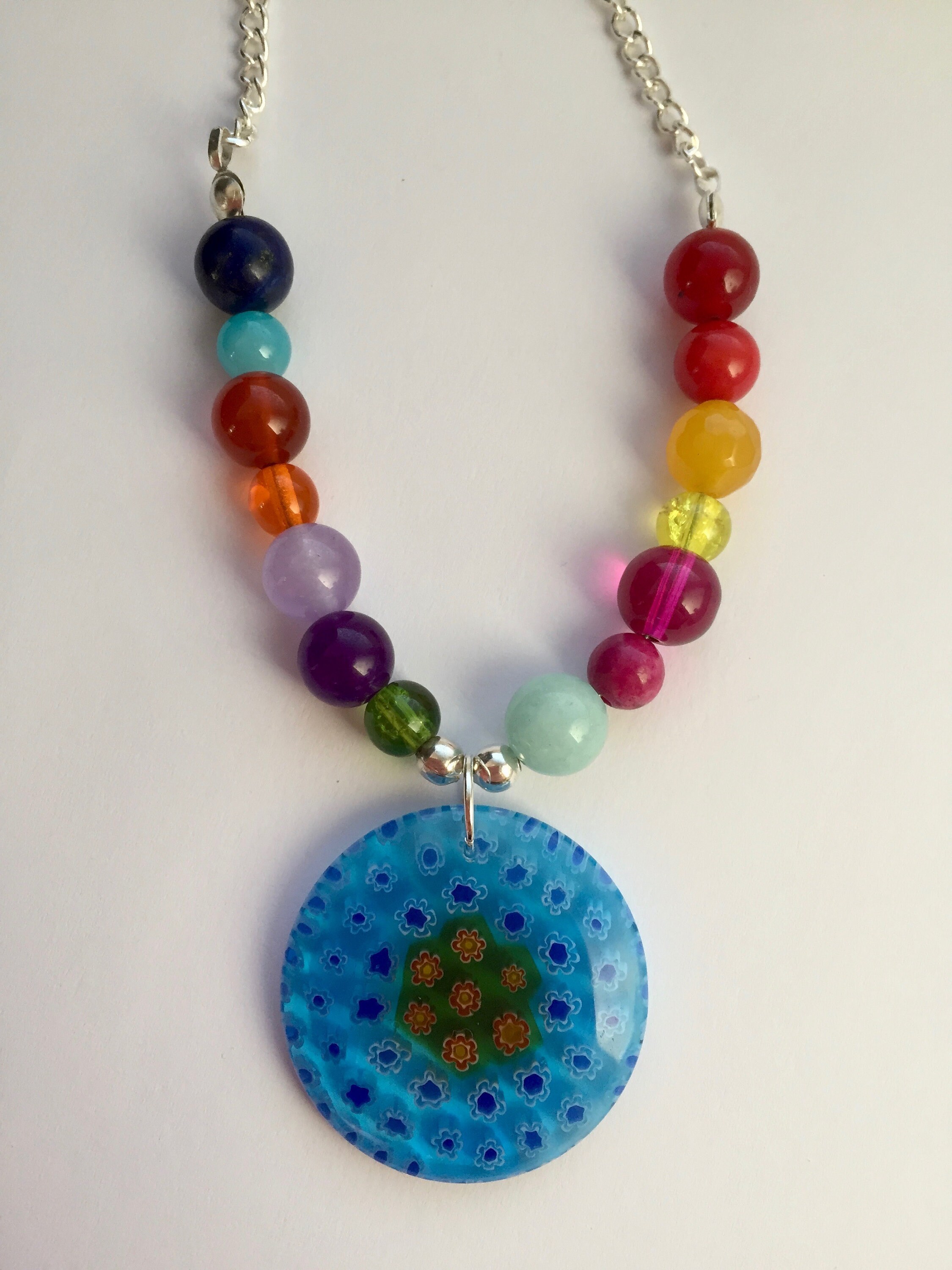 Millefiori Chakra Bead Necklace Gemstone Necklace Chakra Etsy