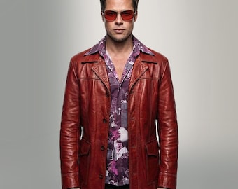 Fight Club Tyler Durden Iconic Real Leather Vintage Coat - 90s Retro Style