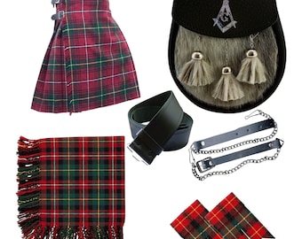 Handmade 5-Piece Masonic Kilt Outfit Set,Available In 50+ Tartans