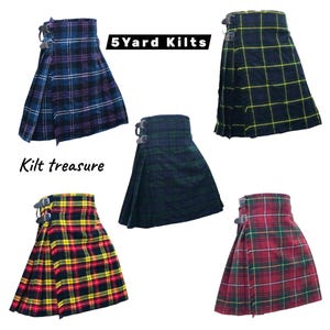 Highland 5 Yard Tartan Kilt Man's Traditional Wedding Formal Wear Kilts Available In 50+ Tartans