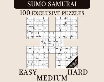 Sumo Samurai Sudoku Book | 100 Advanced Consecutive Puzzles for Adults (PDF Download)