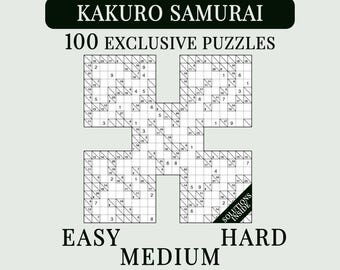Kakuro Samurai Puzzle Book | 100 Advanced Cross-Sums for Adults (PDF Download)