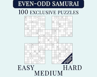 Even-Odd Samurai Sudoku Book | 100 Parity Puzzles for Adults (PDF Download)