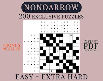 NONOARROW Logic Puzzles, 200 Arrow Vector Games, Easy to Extra Hard Large Print Book with Solutions + Bonus, Printable PDF