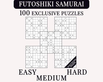 Futoshiki Samurai Sudoku Book | 100 Advanced Inequality Puzzles for Adults (PDF Download)