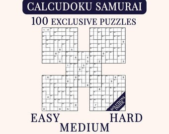 Calcudoku Samurai Puzzle Book | 100 Mathdoku Puzzles for Adults (PDF Download)
