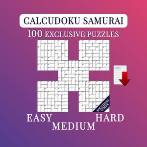 Książka z łamigłówkami Calcudoku Samurai | 100 łamigłówek Mathdoku dla dorosłych (do pobrania w formacie PDF)