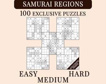 Samurai Regions Sudoku Book | 100 Advanced Spatial Logic Puzzles for Adults (PDF Download)