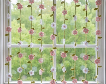 Boho Crochet Flower Curtain Pattern , Leaf Wall Hanging , Curtain for door and windows, (Video Tutorial digital download)