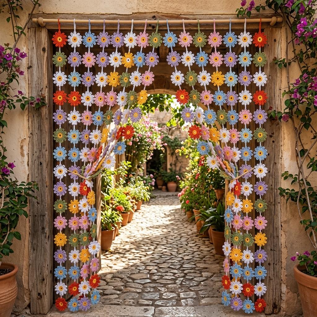 39 Beautiful Crochet Curtain Patterns to Dress Your Windows 8 Easy Crochet Flower Curtain