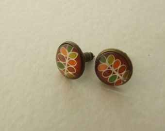 Retro Leaf Earrings .. autumn, fall, multicoloured earrings