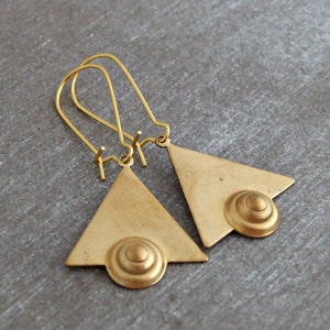 Triangle Earrings .. art deco earrings, geometric earrings, gold earrings, Egyptian image 1