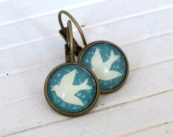 Swallow Earrings .. blue bird earrings