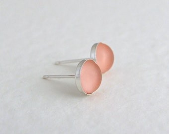 Pink Sterling Silver Earrings ... sterling silver studs, small earrings, tiny pink studs