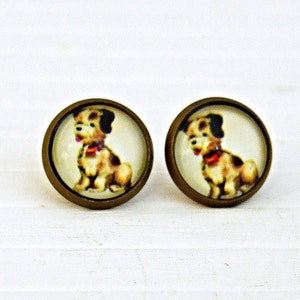 Vintage Dog Earrings .. cute dog, kitsch earrings,