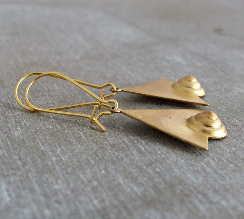 Triangle Earrings .. art deco earrings, geometric earrings, gold earrings, Egyptian image 3