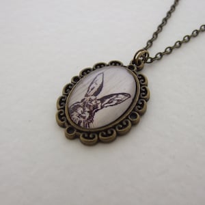 Rabbit Pendant, Hare Necklace, Animal Pendant in Bronze