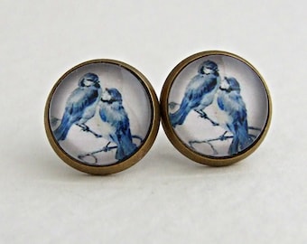 Blue Bird Earrings .. vintage style earrings